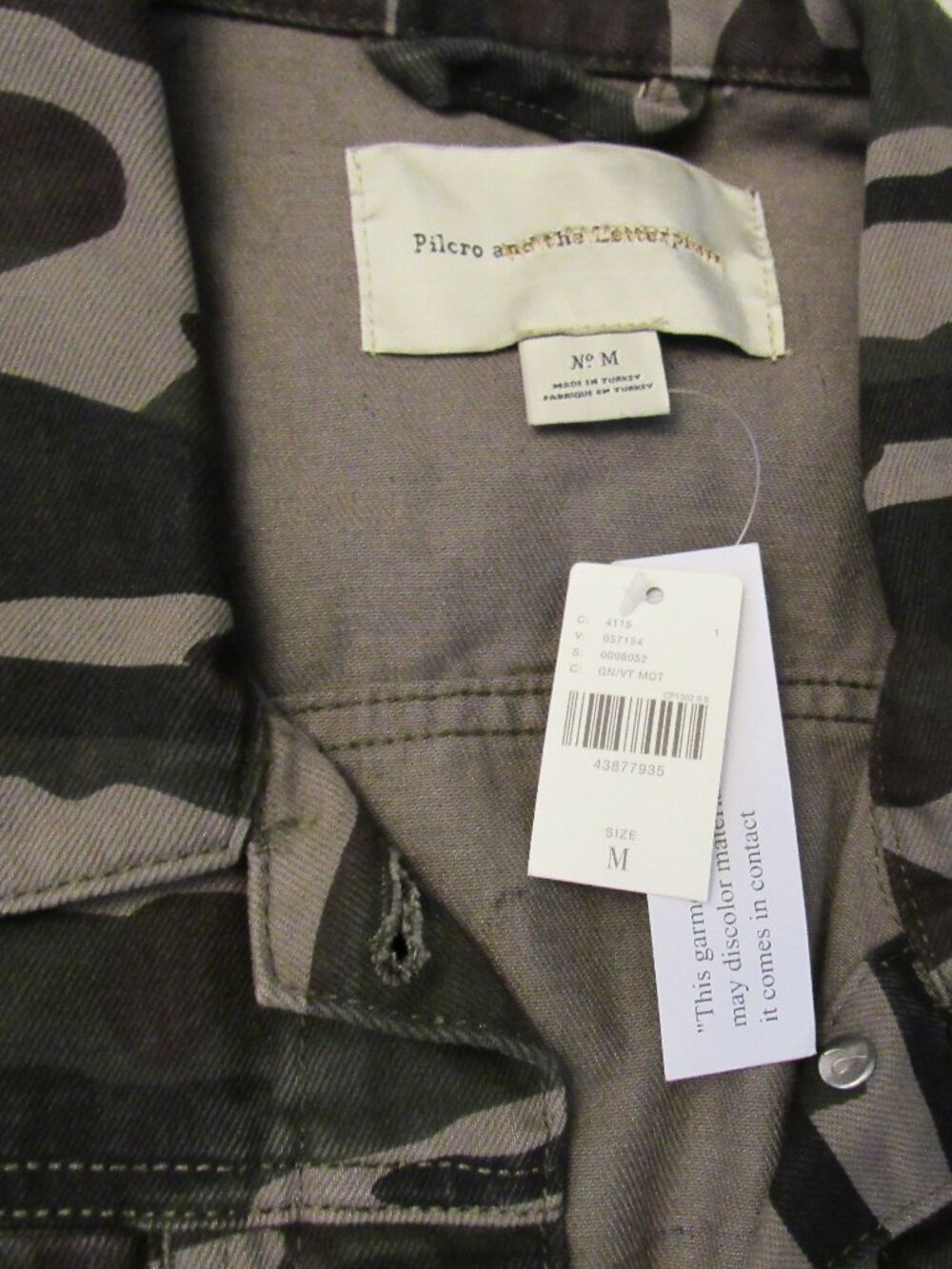 NWT Anthropologie Pilcro and the Letterpress Camo Embroidered Denim Jacket M - Picture 4 of 7
